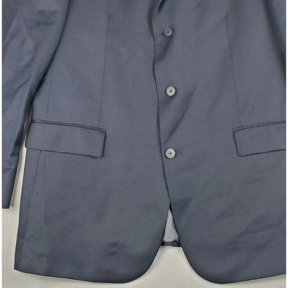 Oscar De La Renta Blazer Mens 46 Long Blue 100% Wool Single Breasted Notch Lapel
